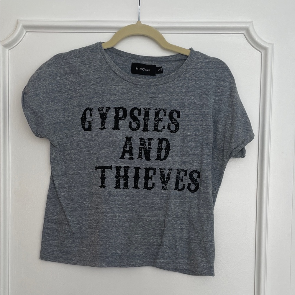 MINKPINK Gray Graphic 'Gypsies and Thieves' Tee